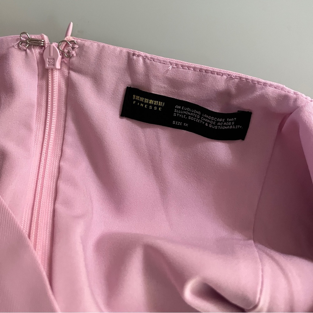 Finesse Pink Emi Bow Mini Dress Women’s Size 1X Sleeveless Tie Party Zip Back - Picture 14 of 16
